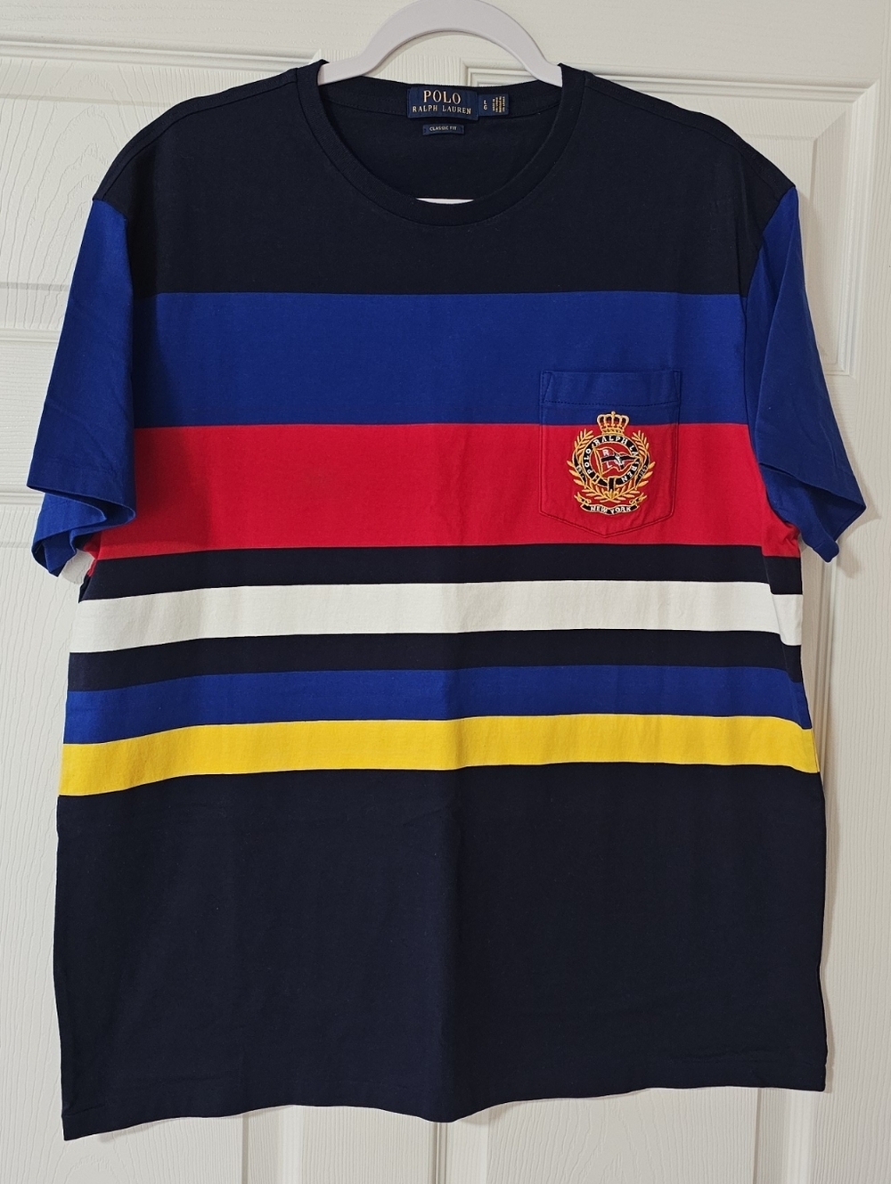 NWOT Polo Ralph Lauren Multicolor Striped Crest Pocket Tee